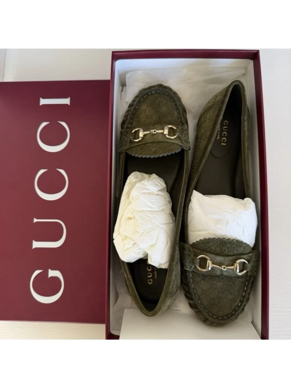 NEW GUCCI Women's GG Suede Kensington Horsebit Loafers EU 39 / US 9 Ballet Flats - Picture 8 of 10